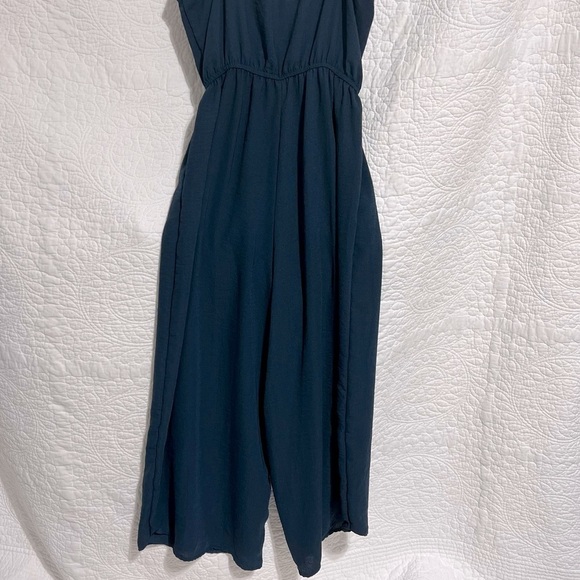 MONK & LOU DARLA Blue Cropped Wide Leg Romper, Jumpsuit, Size Small- #277 - Picture 4 of 10
